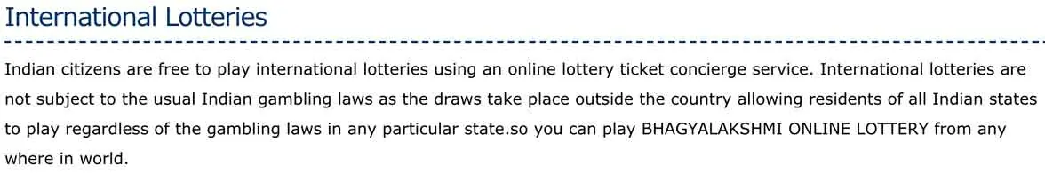 Explanation of international lotteries in India