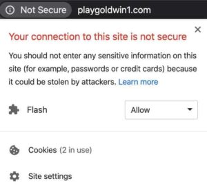 warning that the goldwin lottery site is not safe