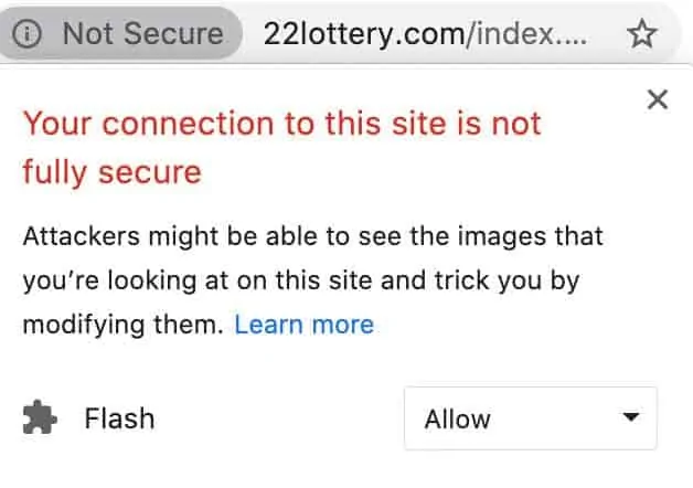 22 lottery connection not secure